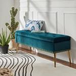 Achilles Teal Tufted Storage Bench