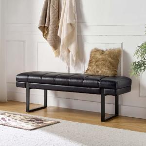 Lauren Black Faux Leather Bench