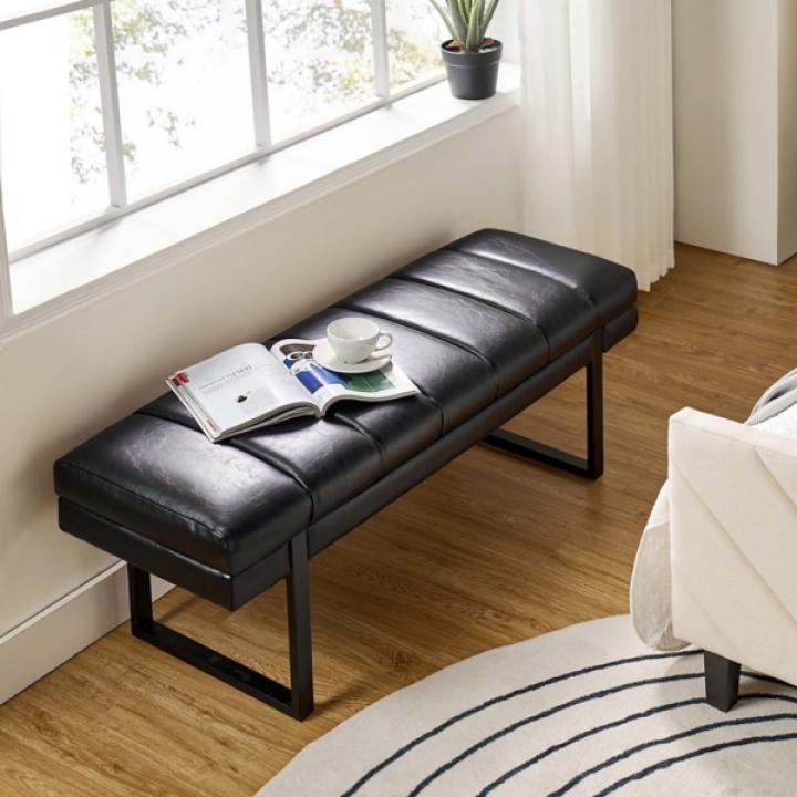 Lauren Black Faux Leather Bench