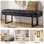 Lauren Black Faux Leather Bench
