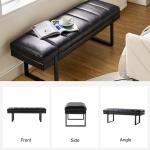 Lauren Black Faux Leather Bench