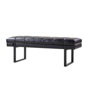 Lauren Black Faux Leather Bench
