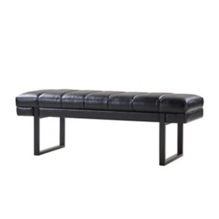 Lauren Black Faux Leather Bench