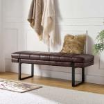 Lauren Brown Faux Leather Bench