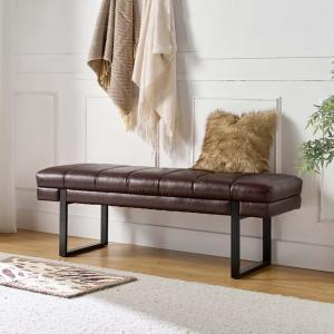 Lauren Brown Faux Leather Bench