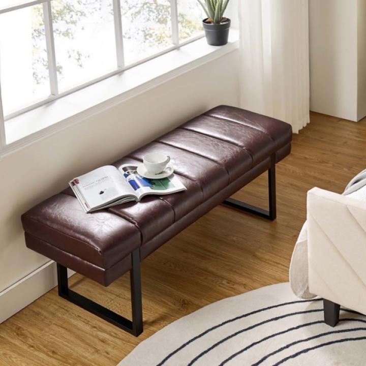 Lauren Brown Faux Leather Bench