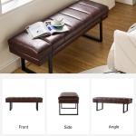 Lauren Brown Faux Leather Bench