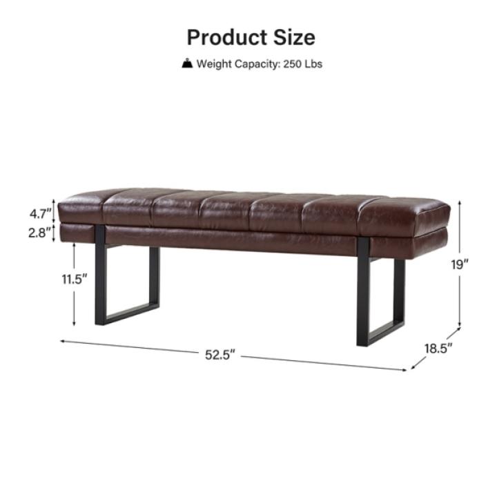 Lauren Brown Faux Leather Bench