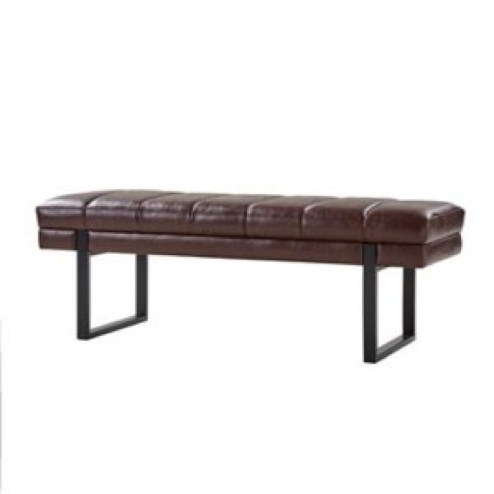 Lauren Brown Faux Leather Bench