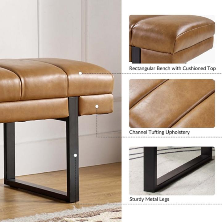 Lauren Camel Faux Leather Bench