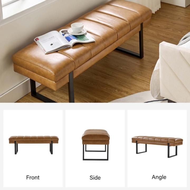 Lauren Camel Faux Leather Bench
