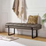 Lauren Gray Faux Leather Bench