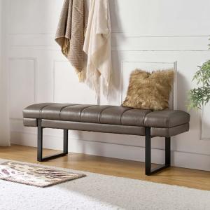 Lauren Gray Faux Leather Bench