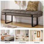Lauren Gray Faux Leather Bench