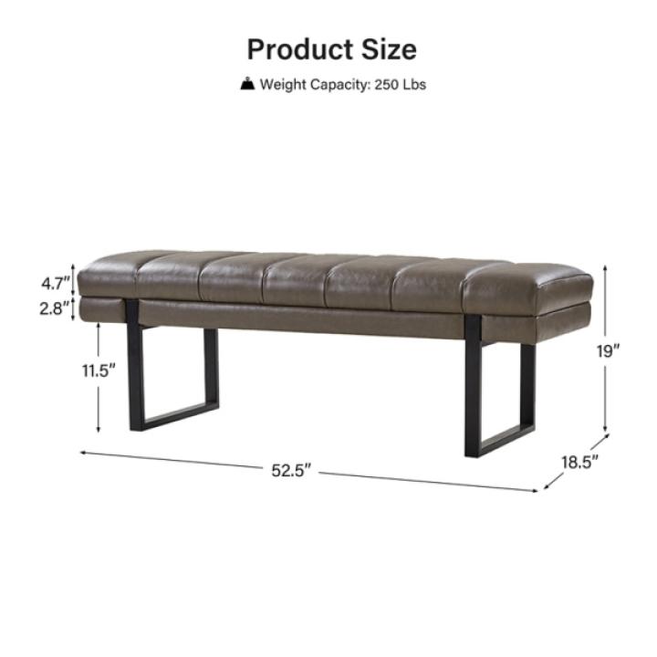 Lauren Gray Faux Leather Bench