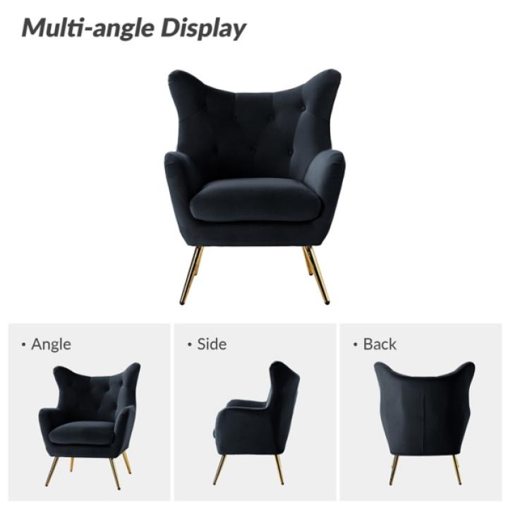 Danel Black Tufted Wingback Accent Chair
