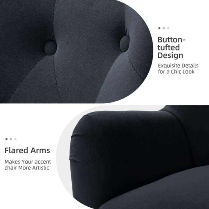 Danel Black Tufted Wingback Accent Chair