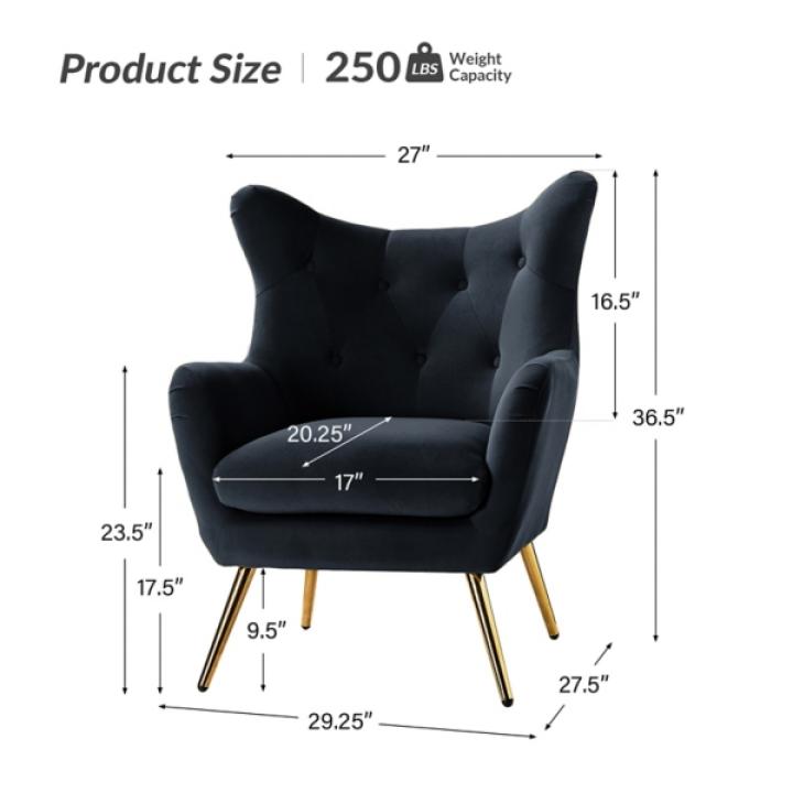 Danel Black Tufted Wingback Accent Chair