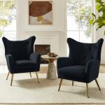 Danel Black Tufted Wingback Accent Chair