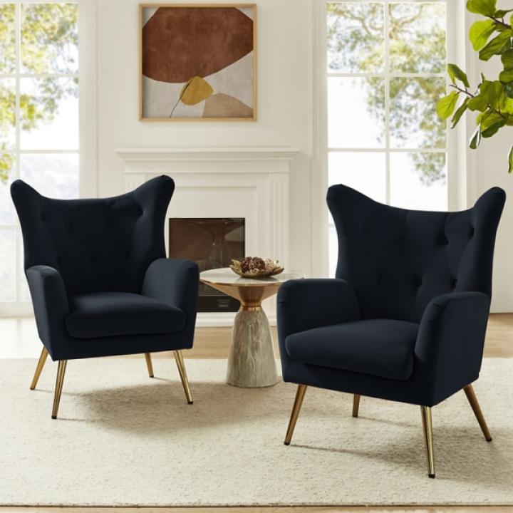 Danel Black Tufted Wingback Accent Chair