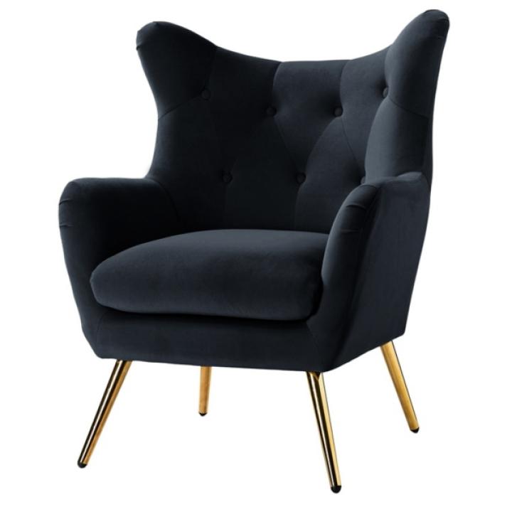 Danel Black Tufted Wingback Accent Chair