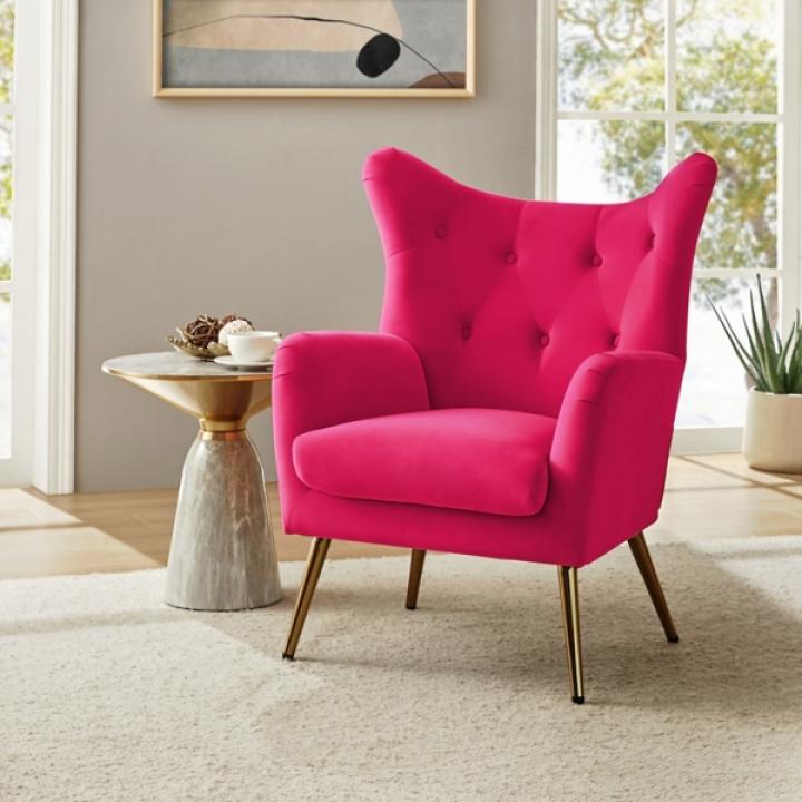 Danel Fushia Tufted Wingback Accent Chair
