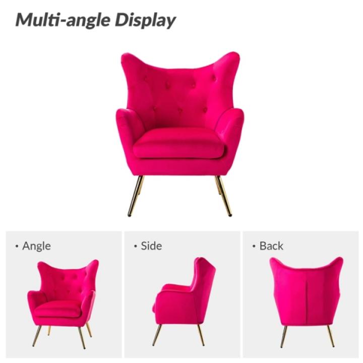Danel Fushia Tufted Wingback Accent Chair