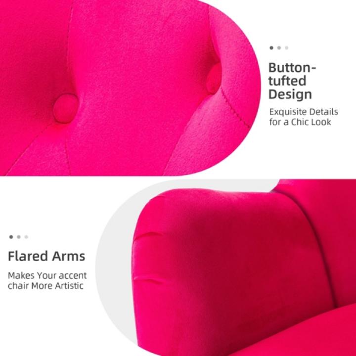 Danel Fushia Tufted Wingback Accent Chair