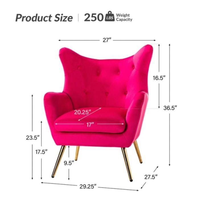 Danel Fushia Tufted Wingback Accent Chair