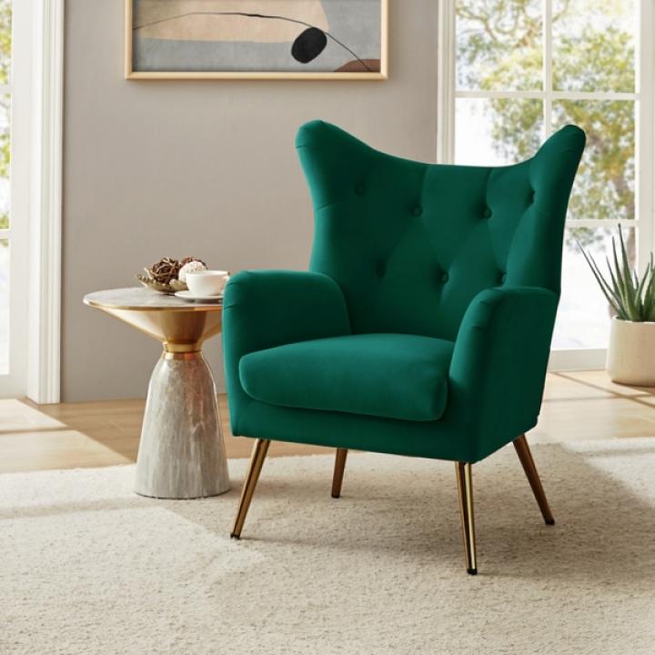 Danel Green Tufted Wingback Accent Chair
