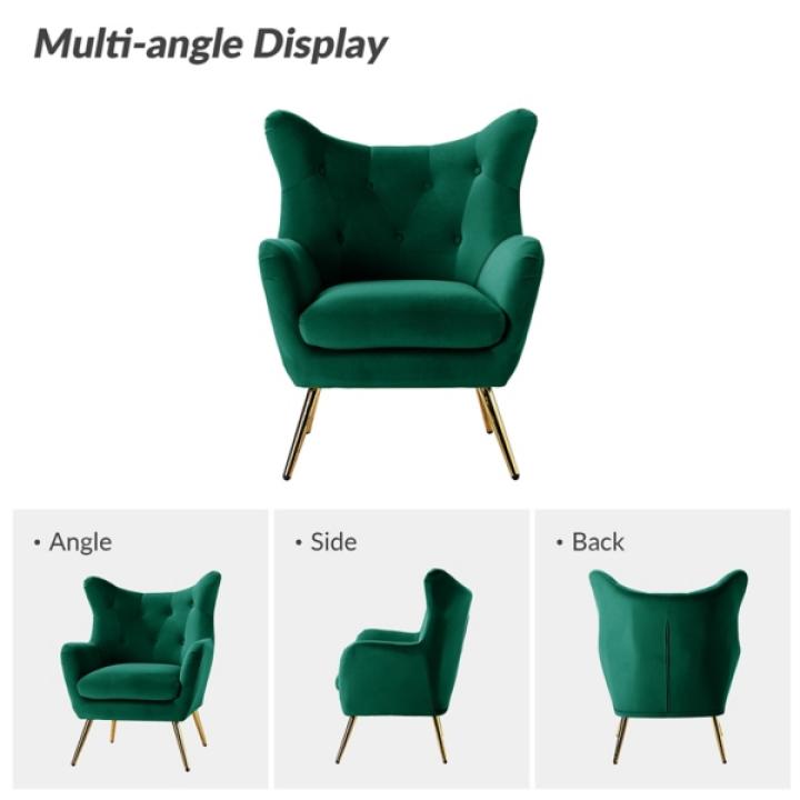 Danel Green Tufted Wingback Accent Chair