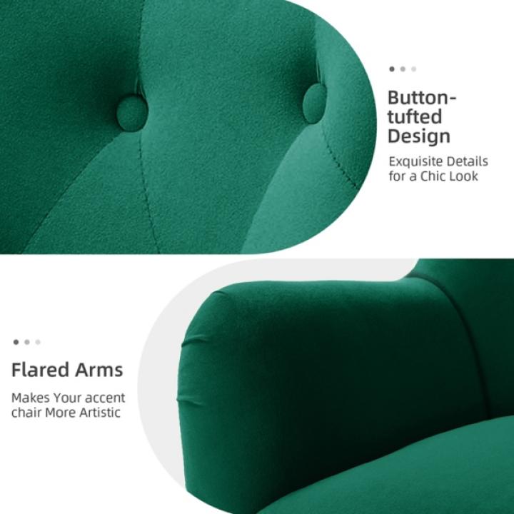 Danel Green Tufted Wingback Accent Chair