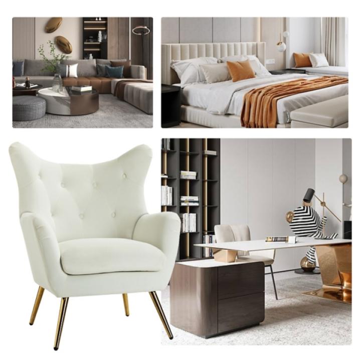 Danel Ivory Tufted Wingback Accent Chair