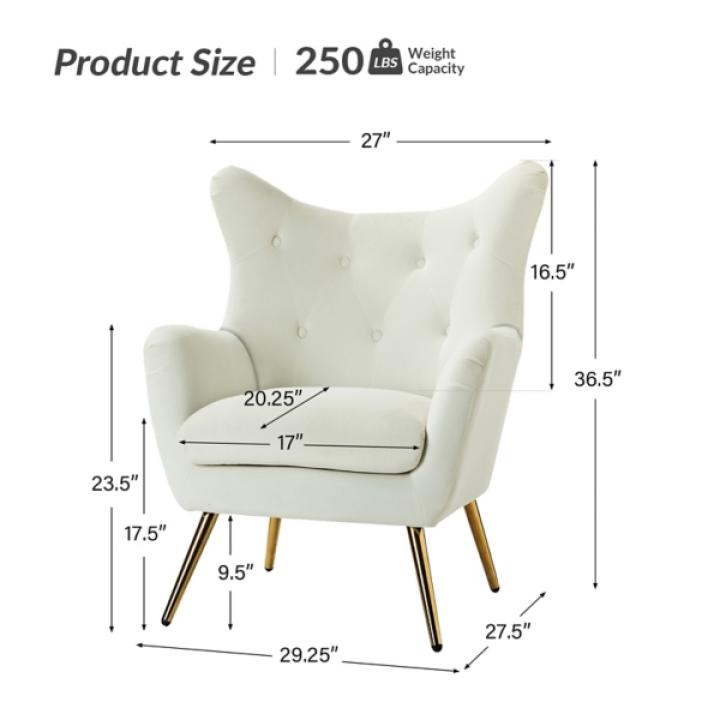 Danel Ivory Tufted Wingback Accent Chair