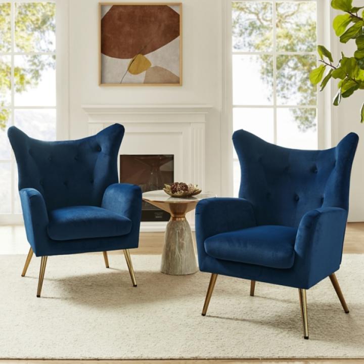 Danel Navy Tufted Wingback Accent Chair