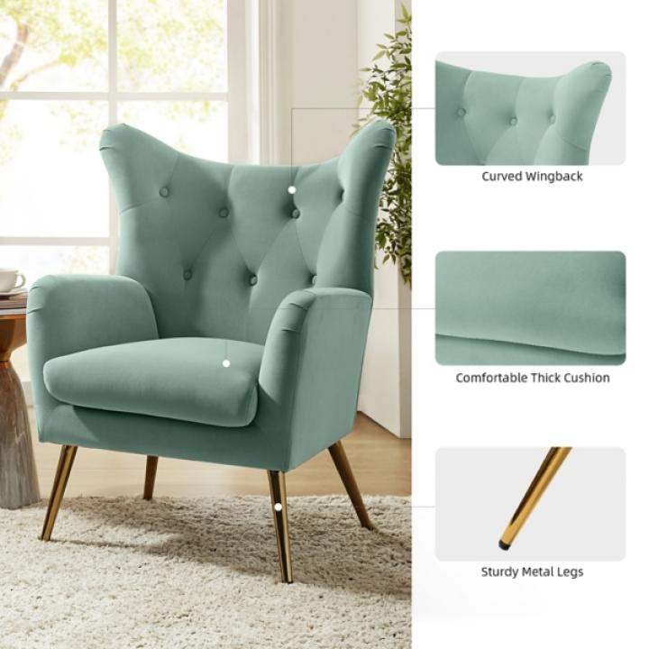 Danel Sage Tufted Wingback Accent Chair
