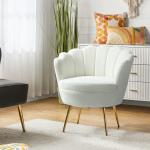 Donata Ivory Velvet Scalloped Barrel Accent Chair