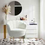 Donata Ivory Velvet Scalloped Barrel Accent Chair