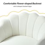 Donata Ivory Velvet Scalloped Barrel Accent Chair