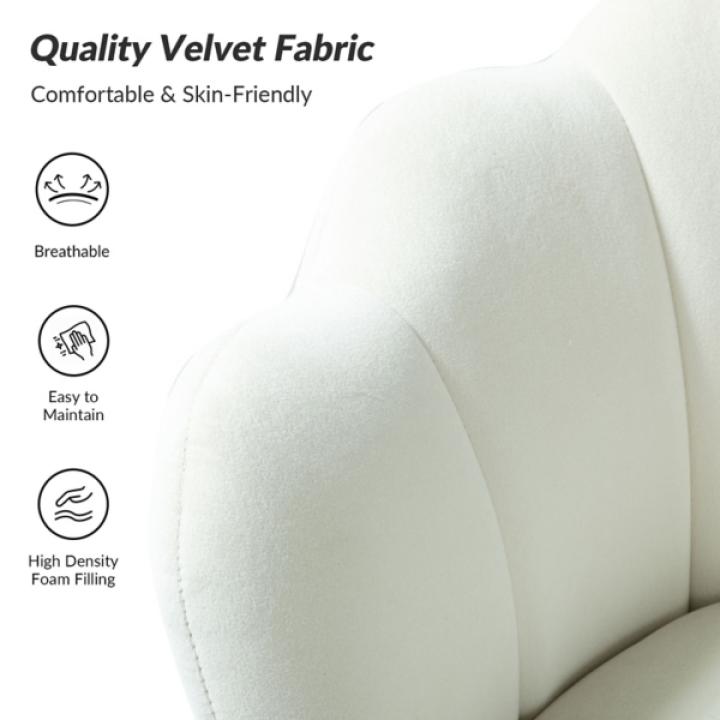 Donata Ivory Velvet Scalloped Barrel Accent Chair