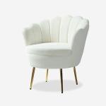 Donata Ivory Velvet Scalloped Barrel Accent Chair