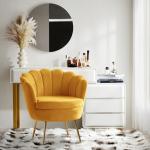 Donata Mustard Velvet Scalloped Accent Chair