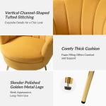 Donata Mustard Velvet Scalloped Accent Chair