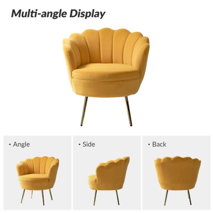 Donata Mustard Velvet Scalloped Accent Chair
