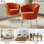 Donata Orange Velvet Scalloped Barrel Accent Chair
