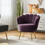 Donata Plum Velvet Scalloped Barrel Accent Chair