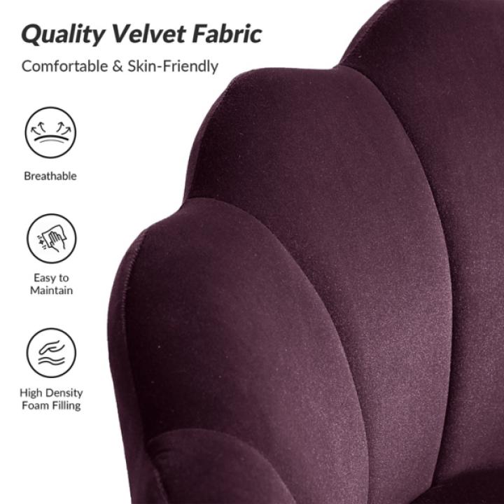 Donata Plum Velvet Scalloped Barrel Accent Chair