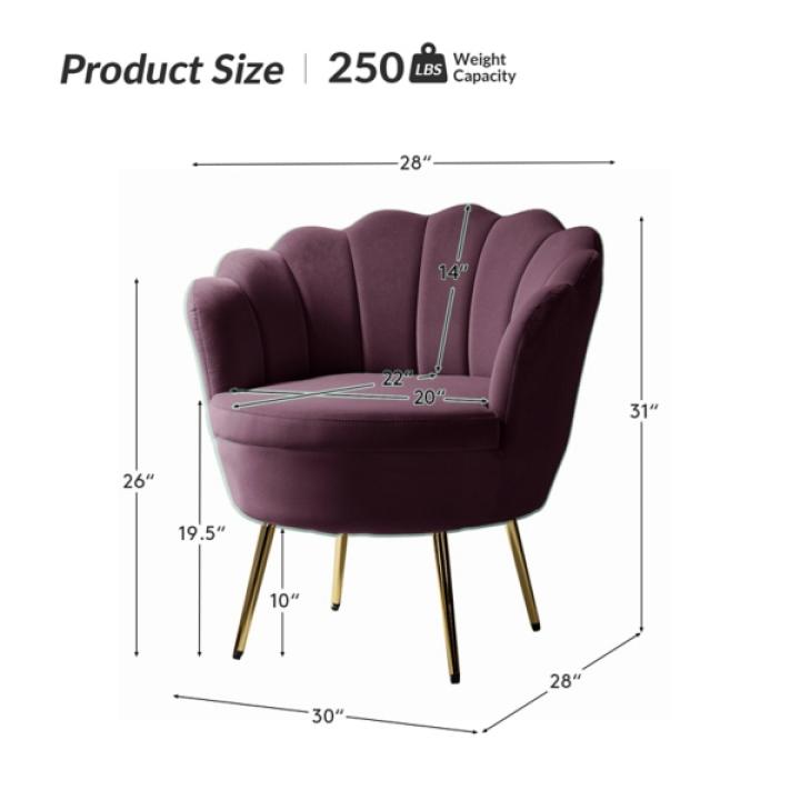 Donata Plum Velvet Scalloped Barrel Accent Chair