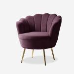 Donata Plum Velvet Scalloped Barrel Accent Chair