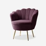 Donata Plum Velvet Scalloped Barrel Accent Chair